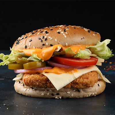 Spicy Paneer Veg Burger Meal