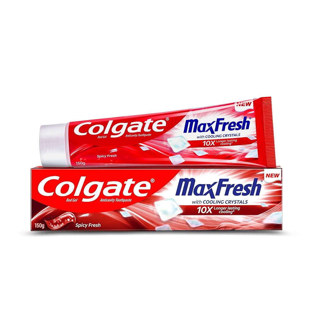 Colgate MaxFresh Toothpaste, Red Gel Paste with Menthol for Super Fresh Breath (Spicy Fresh)(150 g)