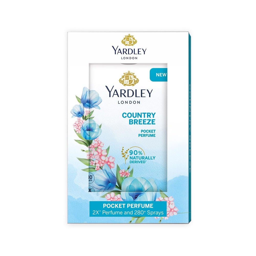 Yardley London Country Breeze Perfume Spray Floral Fruity Scent| 90%  Naturally Derived| Verbena & Tulips Perfume For Women| 18Ml (Pocket perfume)