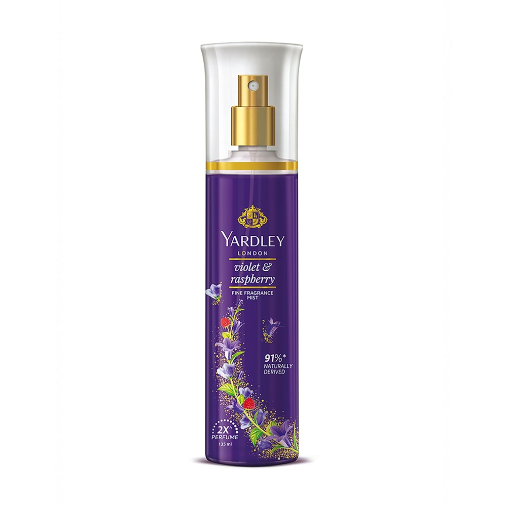 Yardley London Violet & Raspberry Fine Fragrance Mist Spray| 2X Fresh Perfume Spray  For Women| 91% Naturally Derived| 135Ml